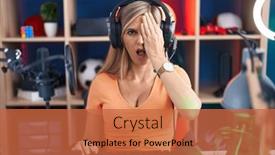  Presentation with face pain - Slide set having young-woman-playing-video-games background and a  colored foreground