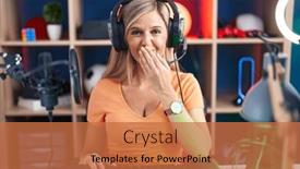  Presentation with scandal - PPT layouts enhanced with young-woman-playing-video-games background and a  colored foreground