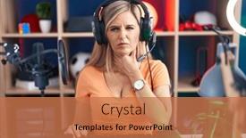  Presentation with video games playing - PPT theme having young-woman-playing-video-games and a coral colored foreground