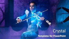  Presentation with young children playing multicultural - PPT theme featuring young-woman-playing-violin-solo background and a ocean colored foreground