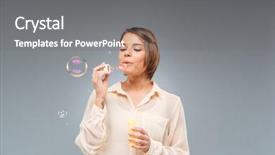  Presentation with soap - Beautiful presentation theme featuring young woman playing with soap backdrop and a gray colored foreground