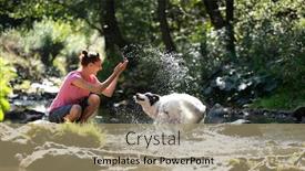  Presentation with water river - Amazing slide set having young-woman-playing backdrop and a coral colored foreground