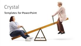  Presentation with seesaw - Slide set enhanced with young-woman-playing background and a white colored foreground