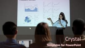  Presentation with project - Audience pleasing PPT layouts consisting of young-woman-pointing-at-projection backdrop and a wine colored foreground