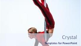  Presentation with pole - Presentation having young-woman-pole-dancer background and a sky blue colored foreground