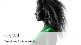  Presentation with race - Presentation theme enhanced with young woman portrait profile silhouette background and a white colored foreground