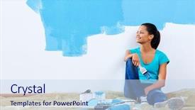  Presentation with apartment - Amazing theme having young woman portrait while paint backdrop and a sky blue colored foreground