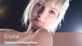  Presentation with flash - Cool new presentation theme with young woman portrait with flash effect backdrop and a coral colored foreground