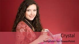 Presentation with bag - Presentation consisting of young woman portrait with shopping background and a red colored foreground