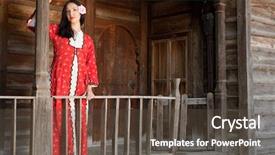  Presentation with bulgarian - Amazing PPT layouts having young woman posing in bulgarian backdrop and a tawny brown colored foreground