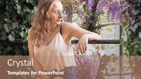  Presentation with flowers - Presentation theme enhanced with young-woman-posing-with-wisteria background and a coral colored foreground