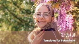  Presentation with flowers - Presentation design consisting of young-woman-posing-with-wisteria background and a coral colored foreground