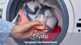  Presentation with laundry room - Slide deck featuring young-woman-pouring-detergent background and a ocean colored foreground