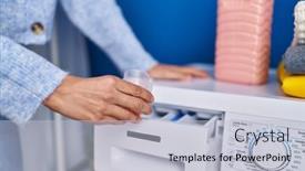  Presentation with laundry detergent - Slide deck having young-woman-pouring-detergent background and a lemonade colored foreground