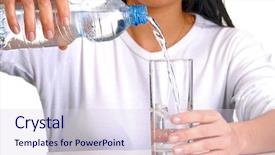  Presentation with pouring water - Audience pleasing slides consisting of young woman pouring potable water backdrop and a sky blue colored foreground