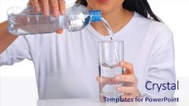  Presentation with pouring water - Colorful PPT theme enhanced with young woman pouring potable water backdrop and a sky blue colored foreground