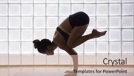  Presentation with crow - Colorful slide set enhanced with young woman practicing crow pose backdrop and a coral colored foreground