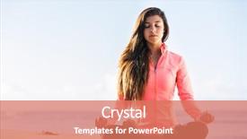  Presentation with meditation thm - Beautiful theme featuring young woman practicing morning meditation backdrop and a coral colored foreground