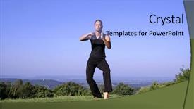  Presentation with self defense - Presentation with young woman practicing self defense background and a light blue colored foreground