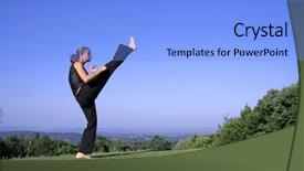  Presentation with self defense - Beautiful presentation theme featuring young woman practicing self defense backdrop and a light blue colored foreground