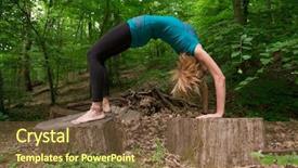  Presentation with forest bridge - Presentation theme with young woman practicing yoga bridge background and a tawny brown colored foreground