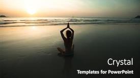  Presentation with sunset beach - Presentation with young-woman-practicing-yoga background and a  colored foreground