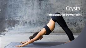  Presentation with yoga - Presentation theme having young woman practicing yoga background and a gray colored foreground