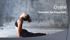  Presentation with yoga - Presentation theme with young woman practicing yoga background and a gray colored foreground