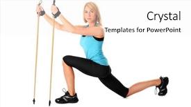  Presentation with white gold picture of wedding - Slide deck with young woman practising nordic walking background and a sky blue colored foreground