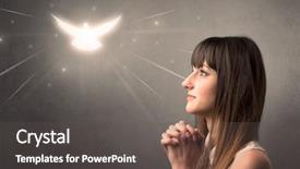  Presentation with black woman praying - Presentation design consisting of young woman praying background and a dark gray colored foreground