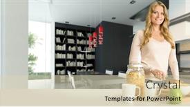  Presentation with healthy breakfast - Amazing slide set having young-woman-prepairing-a-healthy backdrop and a soft green colored foreground