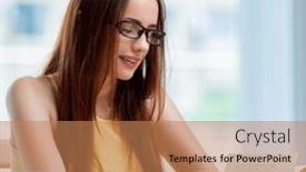  Presentation with school - Slide set featuring young-woman-preparing-for-school and a coral colored foreground