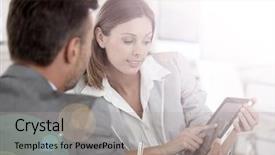  Presentation with whiskey business plan - Theme having young woman presenting business plan background and a light gray colored foreground