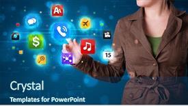  Presentation with high tech - Beautiful slides featuring young woman pressing various collection backdrop and a  colored foreground