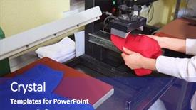  Presentation with workshop - Slide deck featuring young woman printing on cap background and a royal blue colored foreground