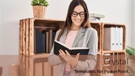  Presentation with psychology - PPT theme consisting of young-woman-psychologist-smiling-confident background and a coral colored foreground