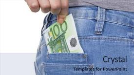  Presentation with euro - Amazing presentation theme having young woman pulling a euro backdrop and a  colored foreground