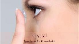  Presentation with contact lens - Slides enhanced with young woman putting contact lens in her eye close up background and a lemonade colored foreground