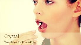  Presentation with ear - Cool new presentation theme with young woman putting ear stick backdrop and a cream colored foreground