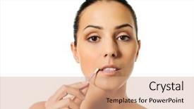  Presentation with young college student diagnosis of sti - Amazing slides having young woman putting ear stick backdrop and a coral colored foreground