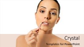  Presentation with young college student diagnosis of sti - Amazing PPT layouts having young woman putting ear stick backdrop and a coral colored foreground