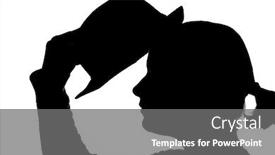  Presentation with hat - Colorful slide deck enhanced with young woman putting hat on her head silhouette backdrop and a gray colored foreground