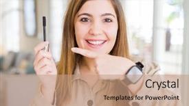  Presentation with eyelashes - Presentation design with lashes - beautiful young woman putting lash background and a coral colored foreground