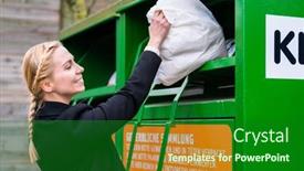  Presentation with old clothes - Slide set having young-woman-putting-old background and a forest green colored foreground