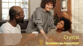  Presentation with muesli - Presentation design having young-woman-putting-plate background and a coral colored foreground