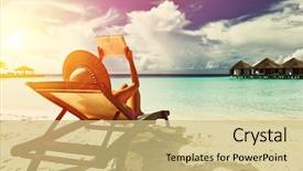  Presentation with reading - Presentation with young woman reading a book background and a soft green colored foreground