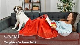  Presentation with coffee book - Presentation having young-woman-reading-book background and a tawny brown colored foreground