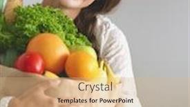  Presentation with cookbook - PPT theme having young-woman-reading-cookbook background and a coral colored foreground