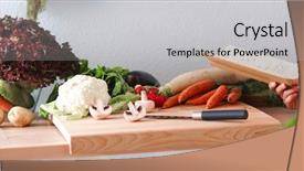  Presentation with cookbook - Slide deck consisting of young woman reading cookbook background and a light gray colored foreground