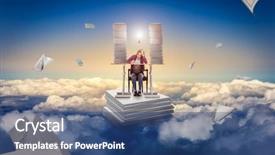  Presentation with blue sky - Colorful presentation design enhanced with young woman reading in blue backdrop and a ocean colored foreground